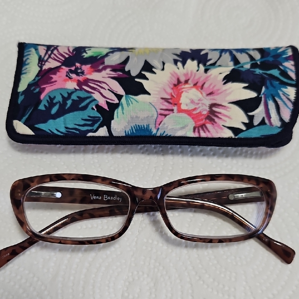 Vera Bradley Tortoise +2.0 Glasses with Floral Case